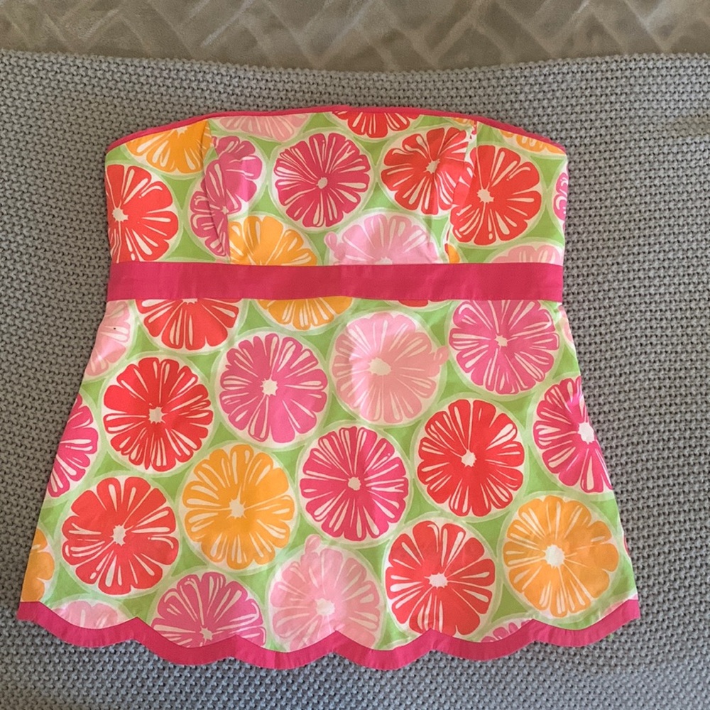 Lily Pultitzer strapless citrus summer shirt